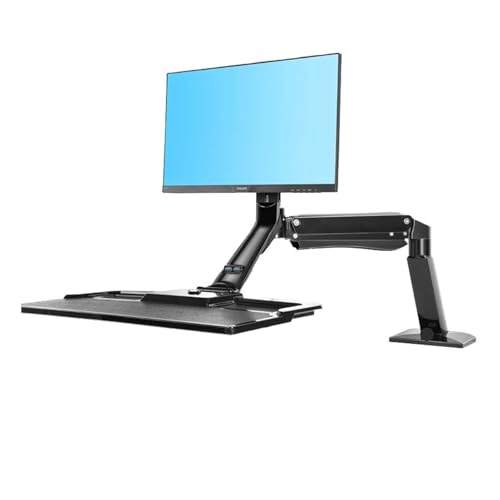 Estación de trabajo ergonómica con ajuste de altura para computadora, soporte para monitor de 22 a 32 pulgadas con teclado