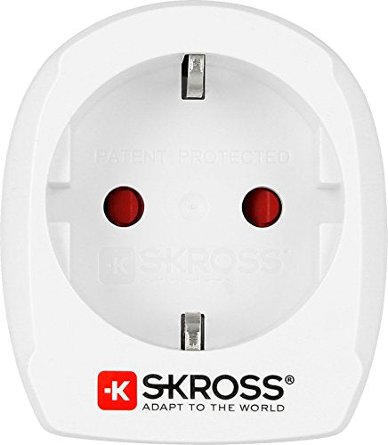 Skross Europe to USA - Adaptador para Enchufe (Tipo B, Tipo F, 100-240 V, 10 A, Blanco, 1650 W)