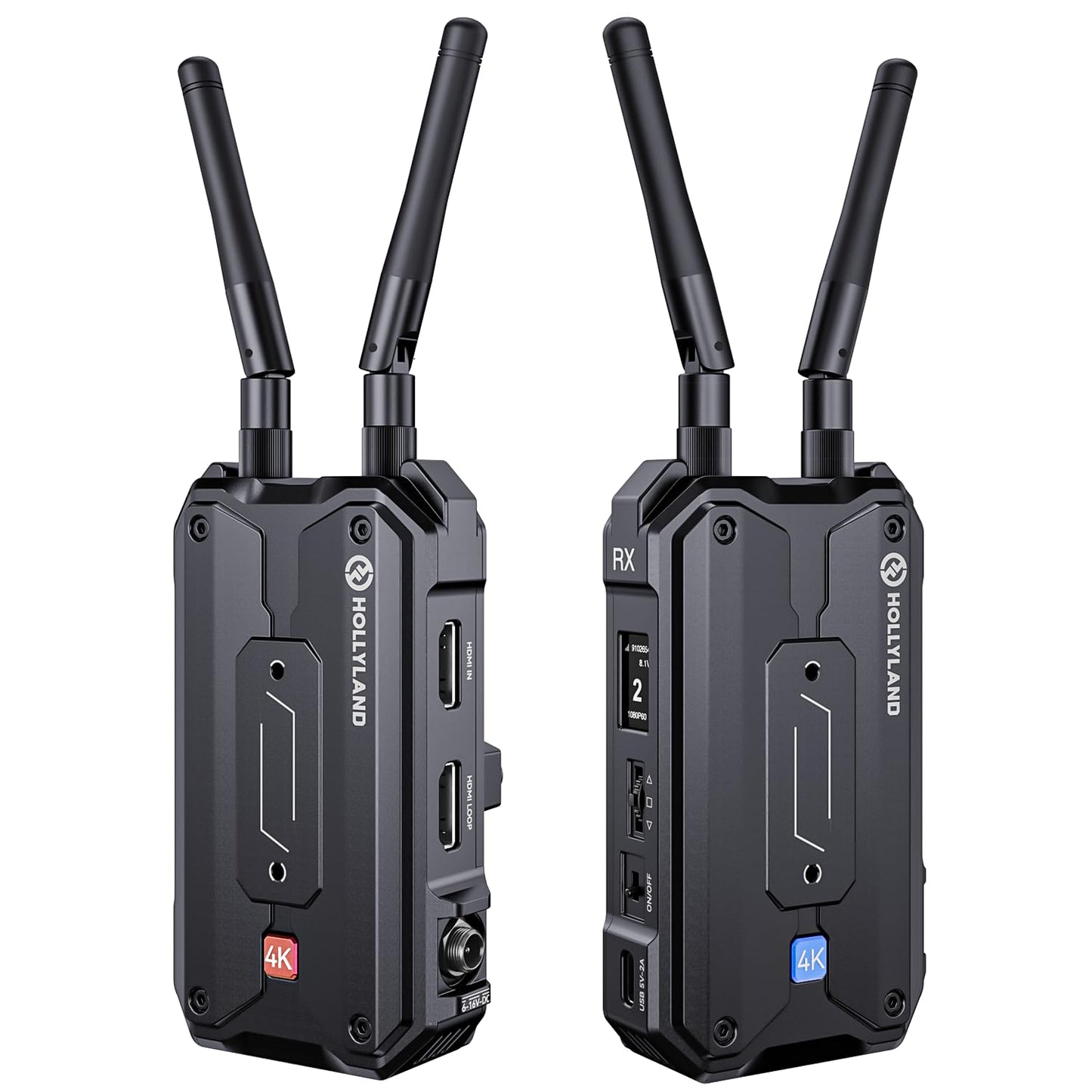 Hollyland Pyro H - Sistema de transmisión de video HDMI inalámbrico, doble banda 4K30/1080p60 1300 pies, rango Los 60 ms de latencia, hasta 4 receptores, escaneo de canal inteligente, transmisión en