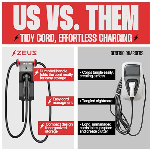 Zeus - Cargador EV de nivel 2 – Equipo de carga de vehículos eléctricos compatible con todos los modelos de vehículos eléctricos – Cargador rápido J1772 EVSE nivel 2 de 40 amperios – NEMA 14-50 240V