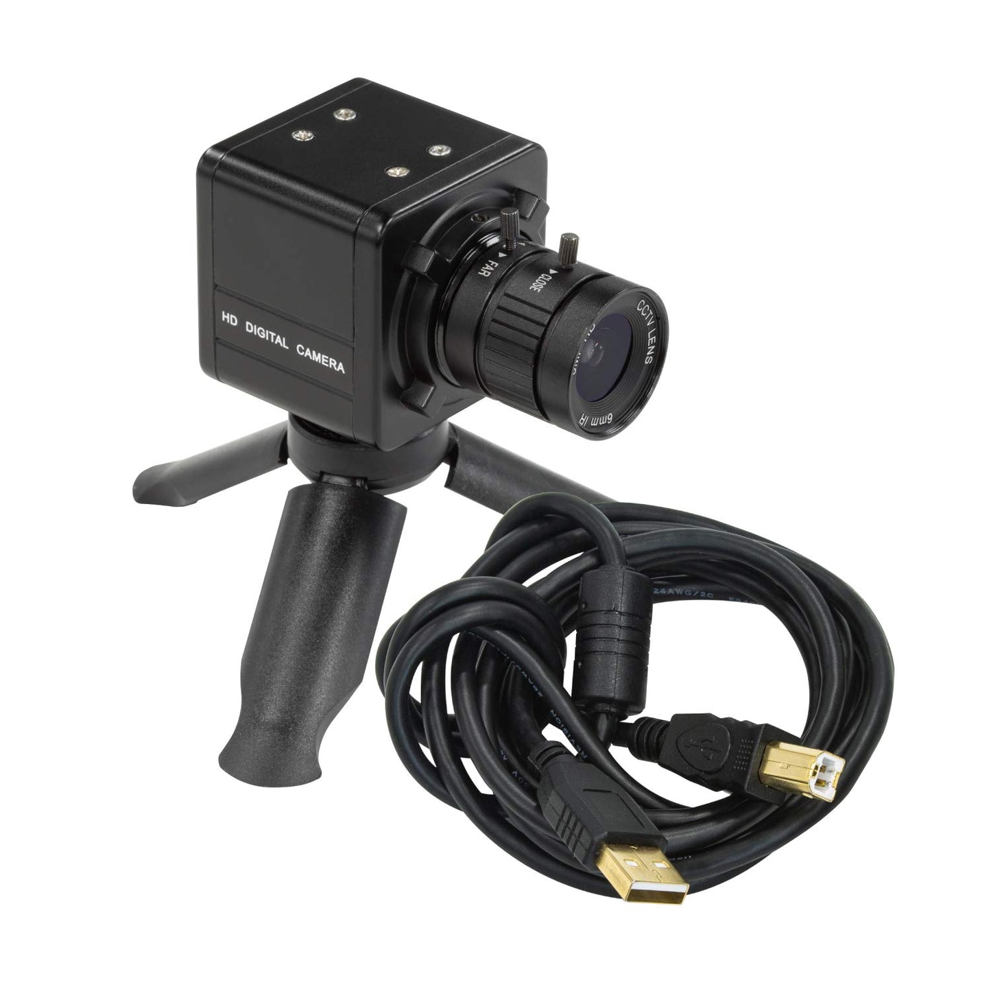 Arducam para cámara Raspberry Pi HQ, cámara web IMX477 HQ de 12 MP con audio, lente de montaje CS de 6 mm, carcasa de metal, trípode y cable USB