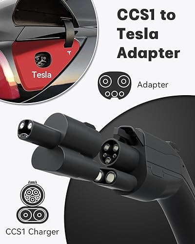 Adaptador CCS1 para estaciones de carga CCS a vehículos Tesla, adaptador de carga rápida de CC portátil de hasta 175 KW, compatible con el modelo 3, Y, S, X