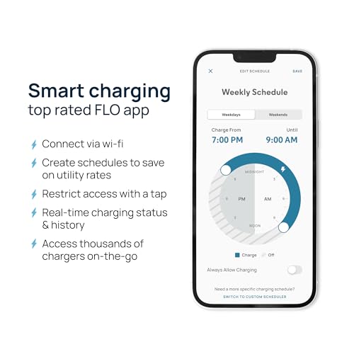 FLO Home X3 - Estación de carga de vehículos eléctricos de nivel 2, 12 kW a 50 amp/240 V, NEMA 14-50 cargador rápido para todos los vehículos eléctricos (J1772), certificado UL/Energy Star, cable de