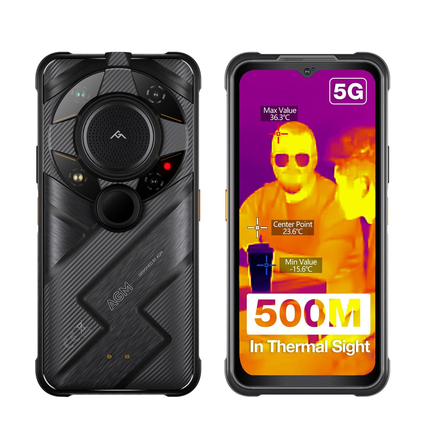 AGM G2 Guardian 5G Smartphone resistente con cámara térmica de resolución de 256 x 192, teléfono resistente con visión nocturna infrarroja de 20 MP, cámara principal de 108 MP, Qualcomm QCM6490, 6.58