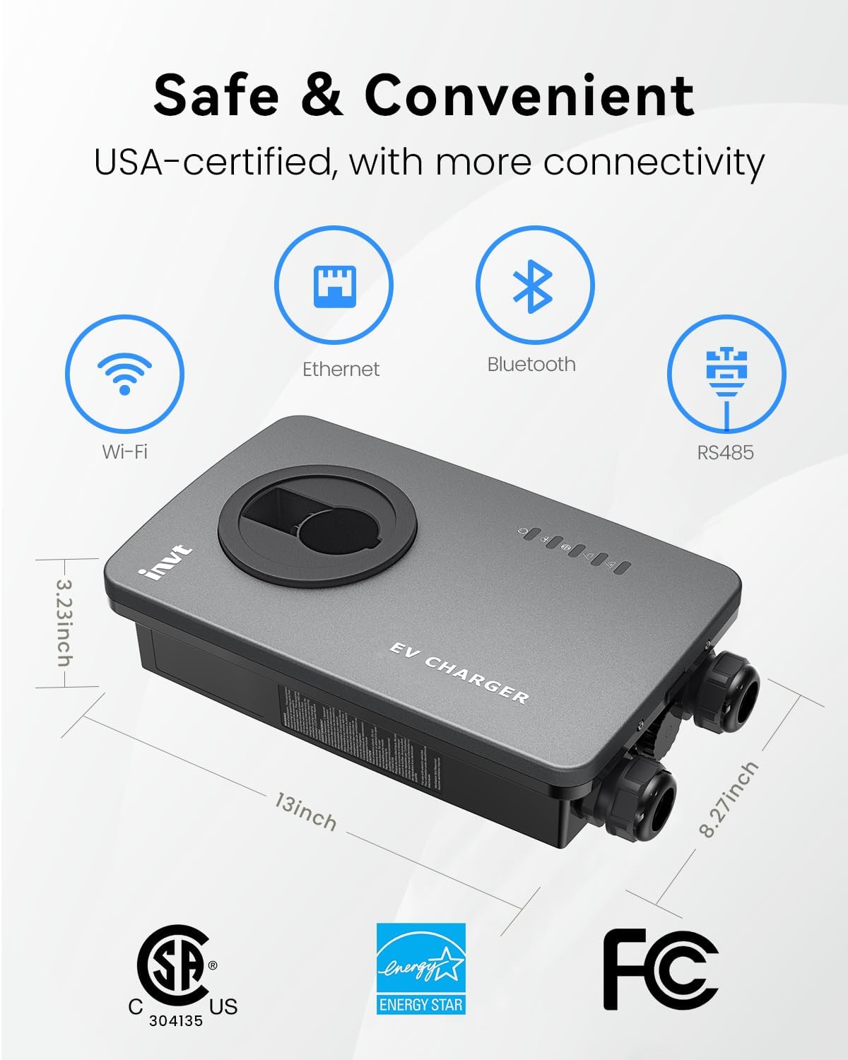 invt Cargador EV de nivel 2 – Cargador EV de 40 amperios nivel 2, cargador MENA 14-50 J1772, compatible con WiFi Ethernet, cargador de coche eléctrico para interiores y exteriores, nivel 2, estaciones