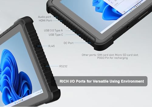 Vanquisher Tablet PC resistente de 10 pulgadas, Windows 11 | CPU mejorada | 8 GB de RAM + 128 GB de ROM | 4G LTE | GPS GNSS | Grado militar para trabajo de campo empresarial