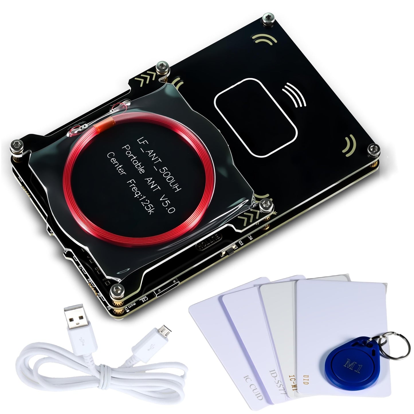 Proxmark3 Easy V3.0 DEV Kit, RDV4 ID de memoria M1 IC RFID lector de tarjetas descifrador descodificador con antena integrada, 5 tarjetas de identificación HF LF IC