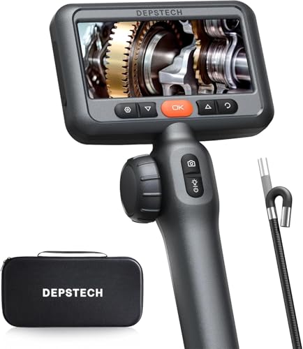 DEPSTECH DS650 - Herramienta de boroscopio articulado bidireccional de 210°, cámara endoscopio industrial con luces, sonda delgada de 0.24 pulgadas, DS700SE 7 pulgadas IPS endoscopio con luces,