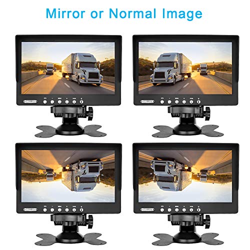DALLUX Kit de cámara de respaldo para vehículo, cámara de visión trasera con monitor de 7 pulgadas + cable de cámara de 4 pines para autobús/camión/furgoneta/remolque/autocaravana/autocaravana/motor casa/camioneta/vehículo resistente (12V-24V)
