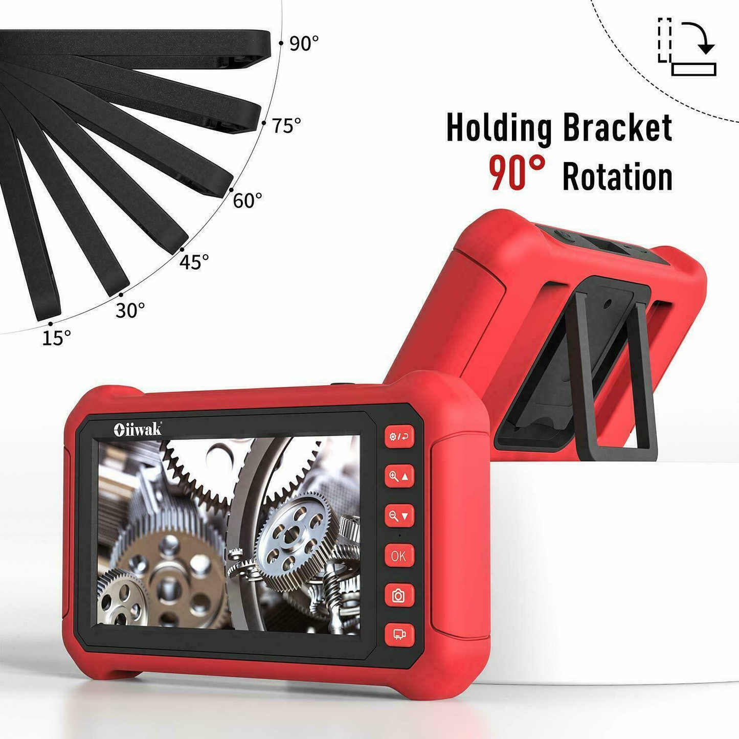 Oiiwak 7" HD 5.0MP Endoscope Camera 8.2mm 1080P Inspection Industrial Borescope 10m