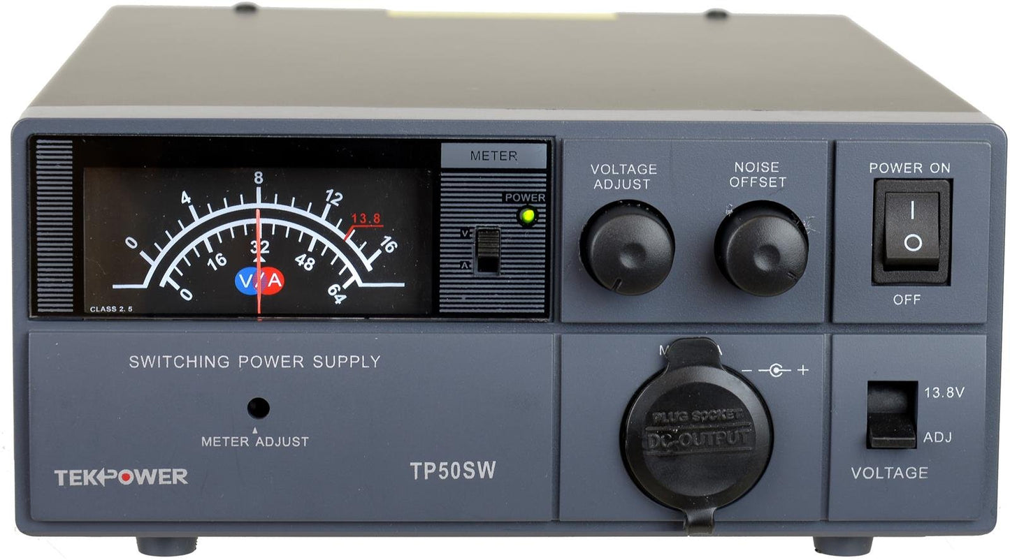 TekPower TP50SW 50 Amp 13.8V Fuente de alimentación de CC analógica con enchufe de cigarrillo