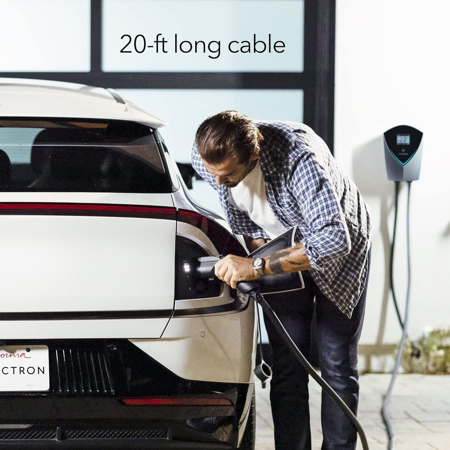 Lectron V-Box - Estación de carga para vehículos eléctricos de 48 amperios, potente cargador de nivel 2 (240 V) con enchufe NEMA 14-50/cableado, certificado Energy Star y ETL para vehículos eléctricos