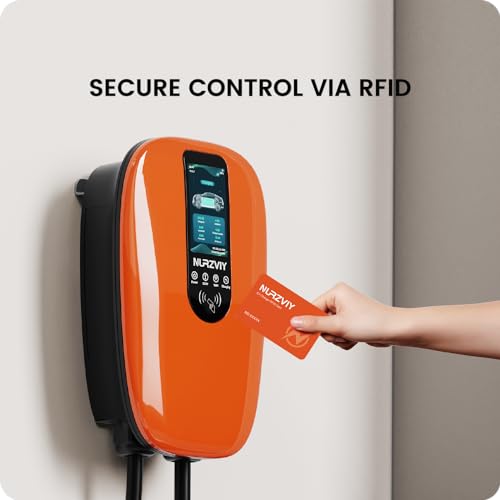Cargador EV de nivel 2 para el hogar, estación de carga de vehículos eléctricos de 48 amperios 240 V con control de aplicación, EVSE interior/exterior con WiFi/Bluetooth, cableado AC48A-O01-Hardwired