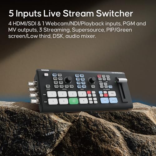 OSEE - Kit Todo en Uno de Mezclador de Vídeo Multicámara Profesional de Transmisión en Vivo Osee GoStream Duet con 4 Entradas HDMI y SDI en USB-C I/O con Monitor de 14 Pulgadas, Cable DC a Tipo C Incorporado