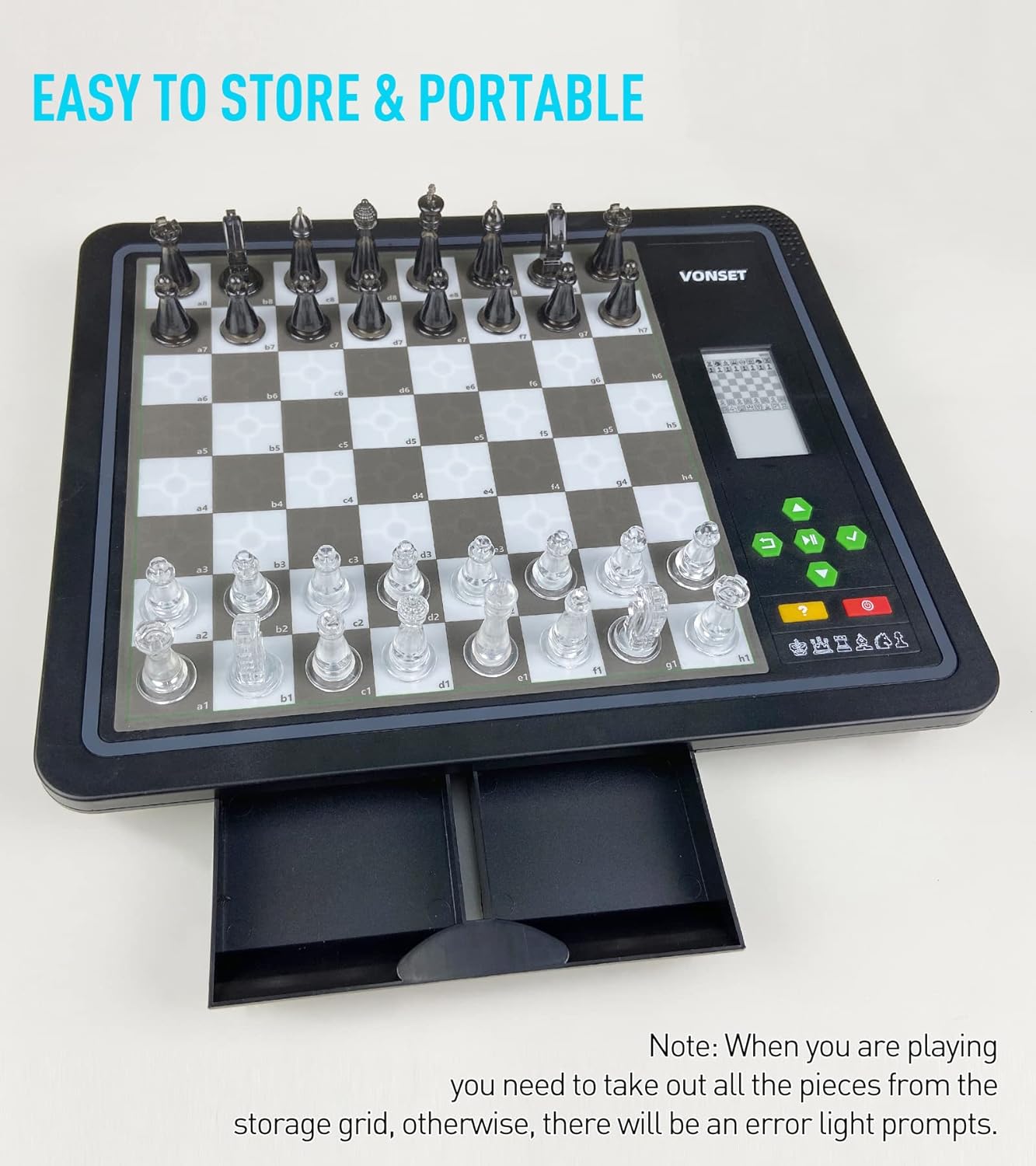 Core L6 - Juego de ajedrez electrónico para computadora, tablero de ajedrez para computadora con luz LED, computadora de ajedrez para adultos y niños con piezas de doble reina para
