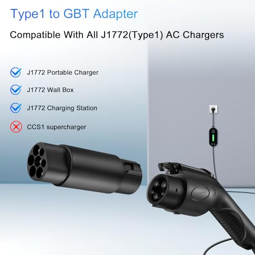 Conector de cargador EV Tipo 1 a GBT Adaptador de carga de vehículo eléctrico SAE j1772 a GB/T Adaptador de carga EV (J1772 a GBT Modelo 2)