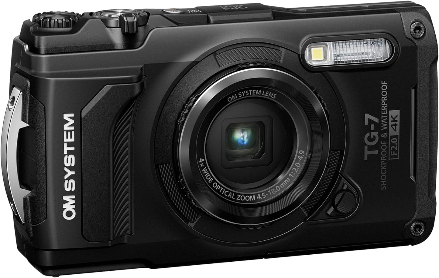 OM SYSTEM Tough TG-7 - Cámara subacuática negra, impermeable, a prueba de congelación, brillo de alta resolución, video 4K 44x Macro Shooting (Successor Olympus TG-6)