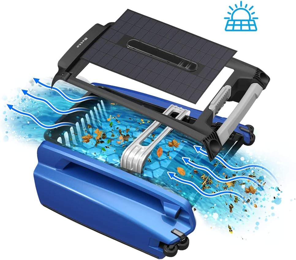 Betta SE - Limpiador robótico automático de superficie de piscina con batería de limpieza continua 24/7 y motores tolerantes al cloro de sal doble rediseñados (azul)