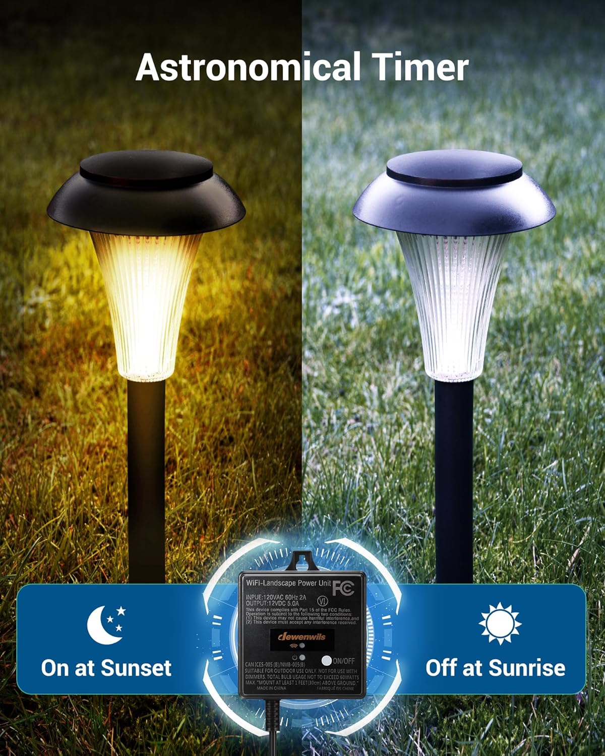 DEWENWILS Transformador de bajo voltaje WiFi de 60 W, 120 V CA a 12 V CC, transformador inteligente de paisaje de bajo voltaje para exteriores con temporizador, funciona con Alexa y Google Home,