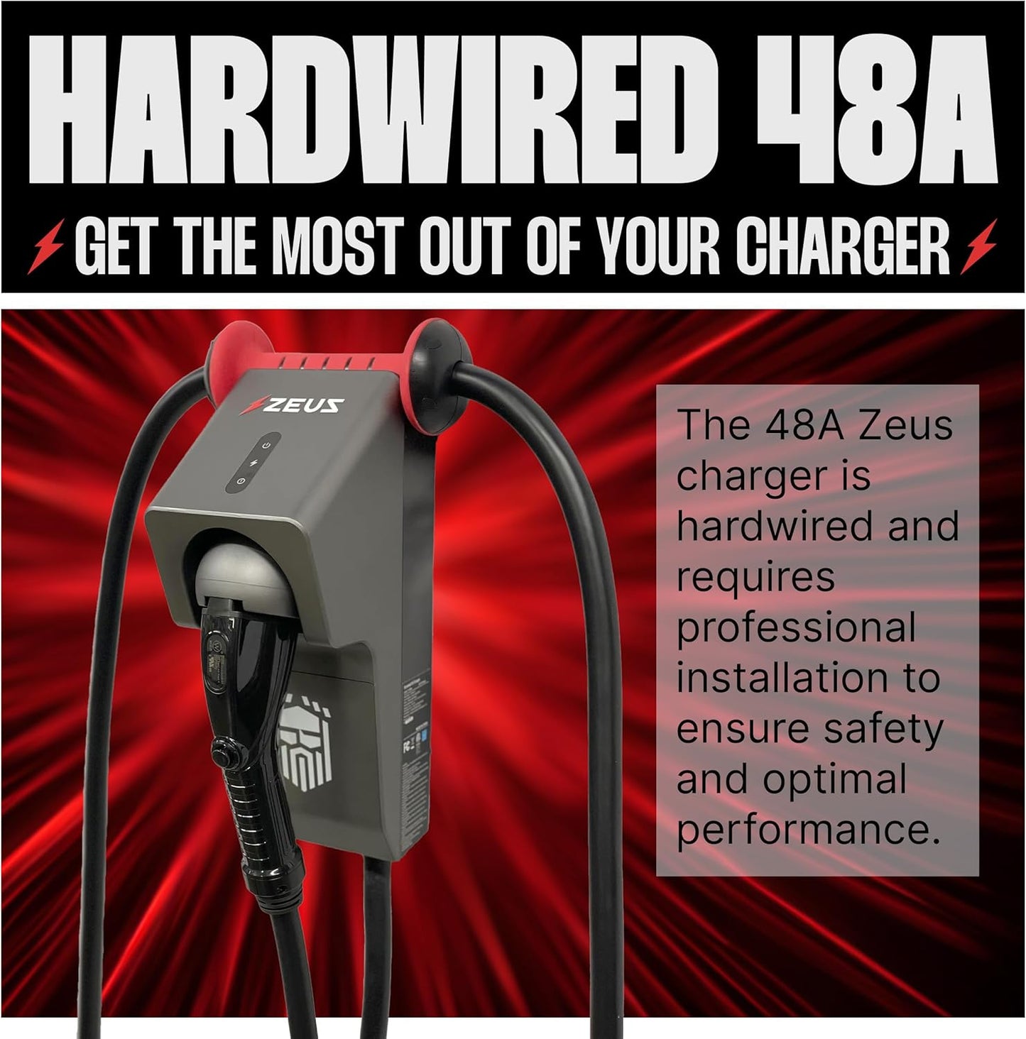 Zeus - Cargador EV de nivel 2 – Equipo de carga de vehículos eléctricos compatible con todos los modelos de vehículos eléctricos – Cargador rápido J1772 EVSE nivel 2 de 40 amperios – NEMA 14-50 240V