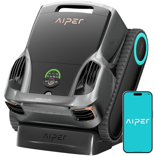 Aiper Scuba X1 Pro Max - Robot aspirador de piscina y robótico para piscina con succión de 8,500 GPH, mapeo de piscina, filtración ultrafina de 3 μm, estacionamiento inteligente de superficie, para todas las piscinas enterradas, gris