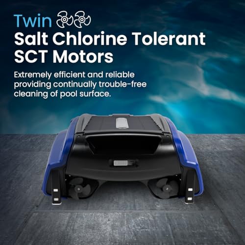 Betta SE - Limpiador robótico automático de superficie de piscina con batería de limpieza continua 24/7 y motores tolerantes al cloro de sal doble rediseñados (azul)