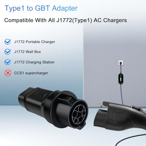 Conector de cargador EV tipo 1 a GBT, apto para BYD, adaptador de carga de vehículo eléctrico SAE j1772 a GB/T EV adaptador de carga (J1772 a GBT Modelo 1)