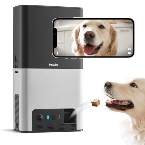Petcube Bites 2 Cámara Wi-Fi para mascotas con dispensador de golosinas y Alexa integrado, para perros y gatos. Video HD de 1080p, vista de 160 habitaciones completas, audio de 2 vías, alertas de