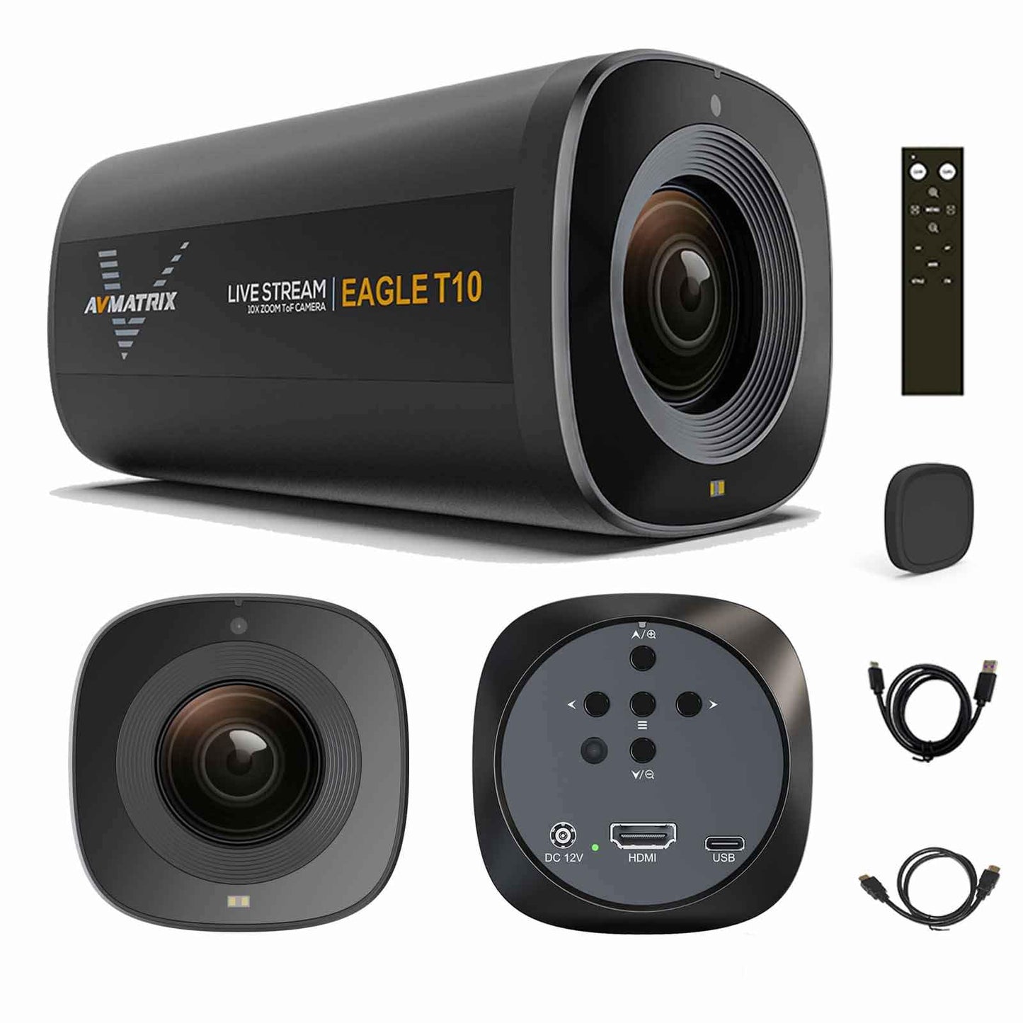 AVMATRIX Eagle T10 - Cámara de transmisión en vivo, zoom óptico 10X gran angular, cámara de video ToF de enfoque automático, Full HD 1080P 60fps con USB 3.0 y salida HDMI, trabaja con OBS, Zoom,