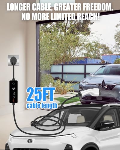 Cargador EV de nivel 2 que incluye adaptador J1772 a Tesla, cargador EV de 40 amperios 110-240 V 25 pies y enchufes NEMA 14-50, cargador portátil para el hogar -
TopAutoGear #170610
