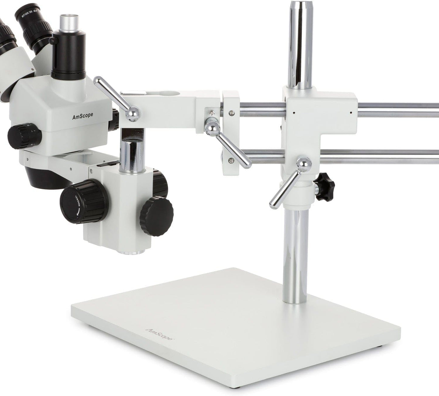 AmScope SM-4TP - Microscopio Profesional de Zoom estéreo trinocular con Control de Enfoque simultáneo, oculares WH10x, Aumento 7X-45X, Lente de Zoom 0.7X-4.5X, iluminación Ambiental, Soporte de Brazo