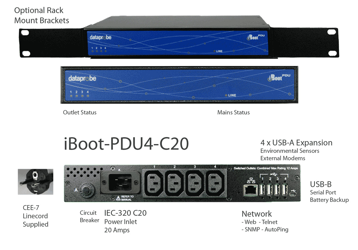 DATAPROBE iBoot-PDU - Modelos internacionales - 4 puertos 10 AMP 1 PUERTO ETHERNET SKU: 1530145