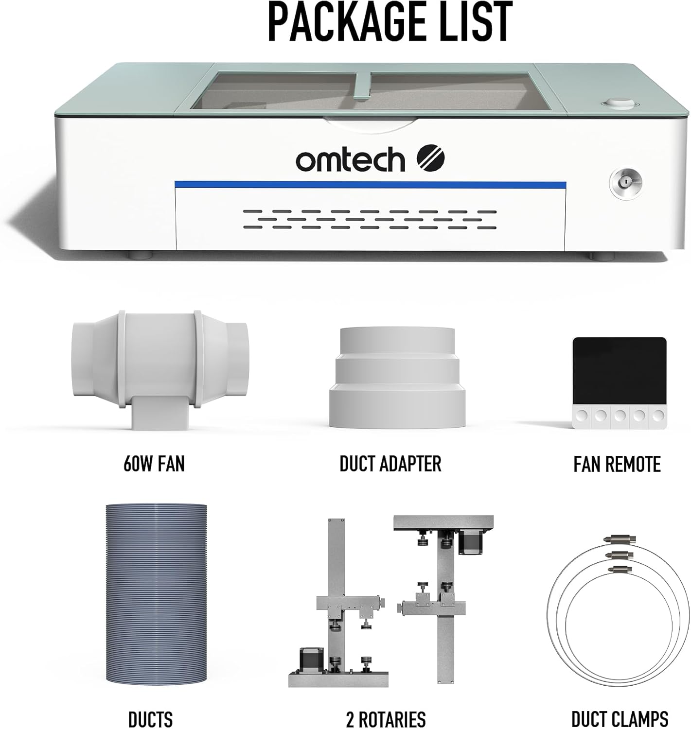 OMTech Polar - Grabador láser de escritorio de 50 W con LightBurn, máquina de grabado láser de CO2 de 12 x 20 pulgadas con 2 ejes rotativos 5MP cámara extractor de humos enfriador de agua