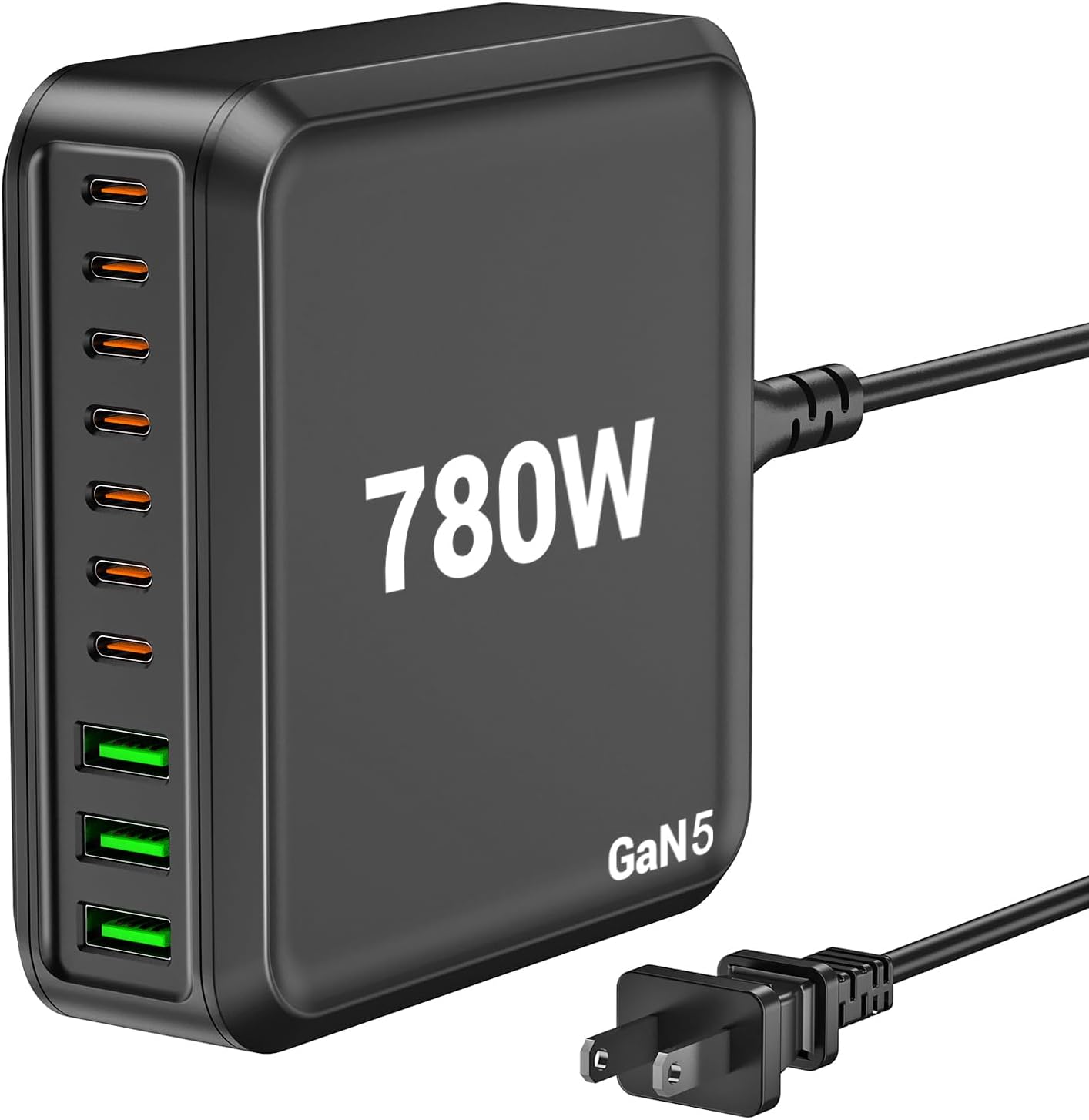 Bloque de cargador USB C de 780 W estación de carga rápida de 10 puertos USB C GaN PD 120 W adaptador de cargador para laptop MacBook Pro/Air, DELL, iPad, iPhone, Samsung Galaxy