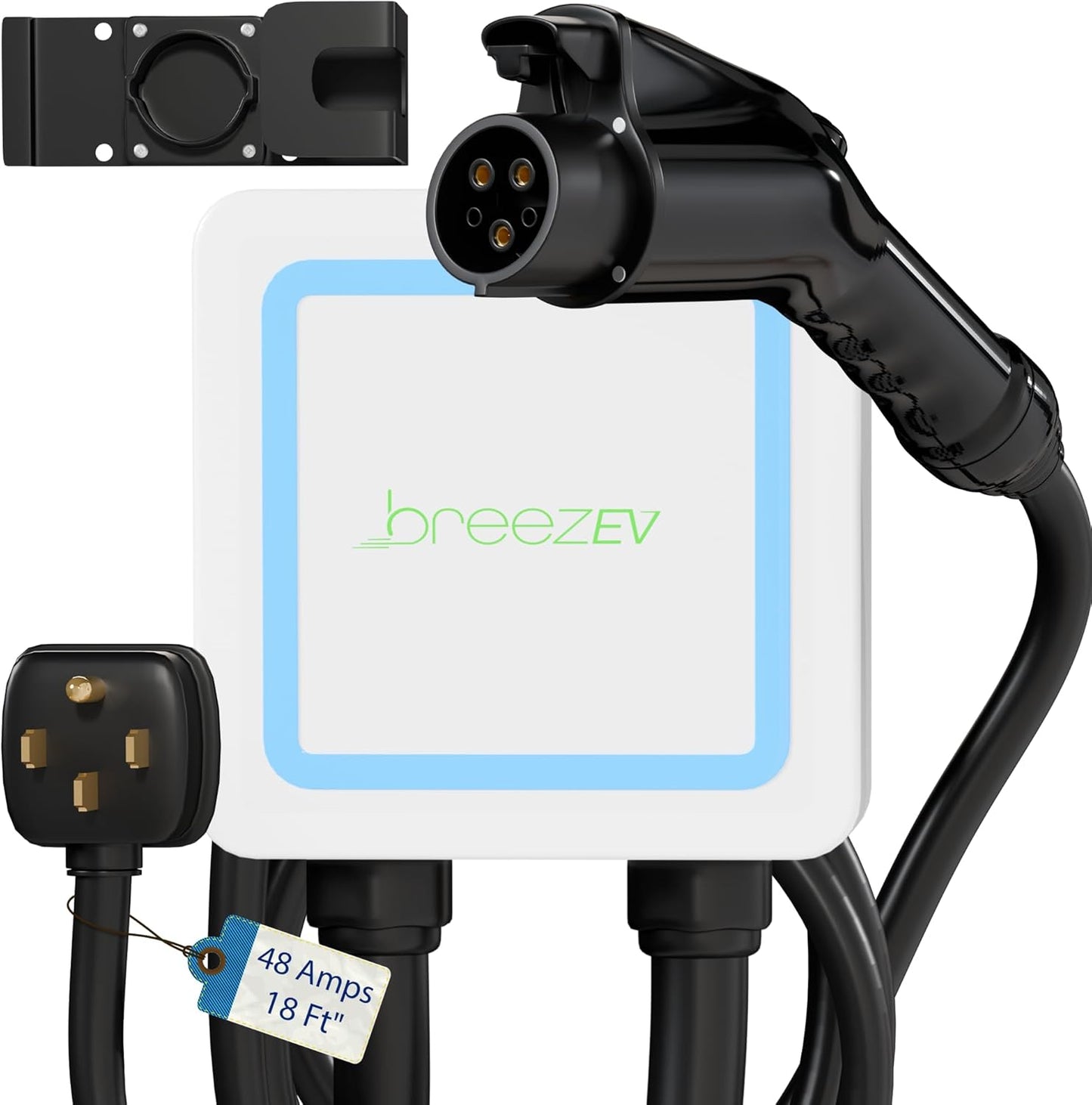 KastLite Cargador BreezEV de 48 amperios EV nivel 2, enchufe NEMA 14-50, conector J1772, cable de 18 pies | 240 V IP65 universal para montaje en pared para vehículo/estación de carga doméstica