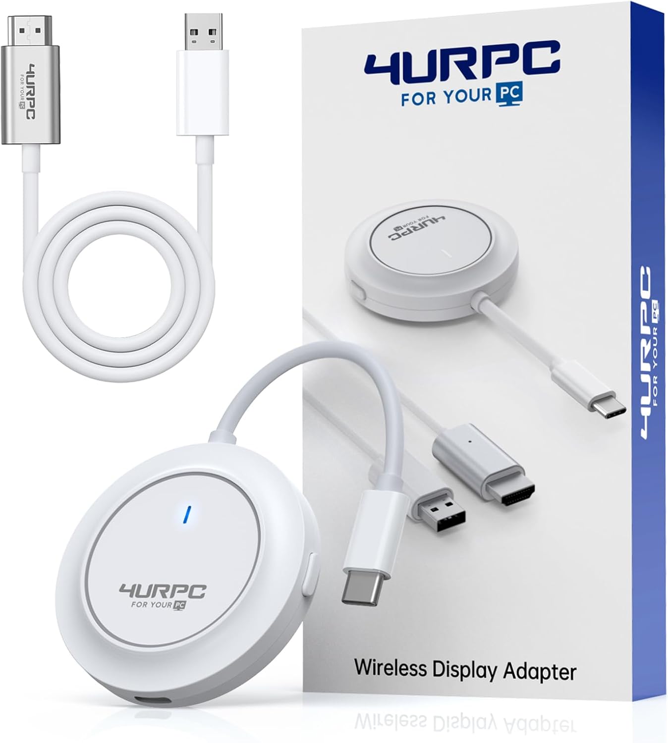 Transmisor inalámbrico USB C y receptor HDMI, 5G inalámbrico USB-C a HDMI Extensor 98FT/30M, adaptador de pantalla inalámbrico 1080P Transmisión de video/audio a TV/Monitor/Proyector desde