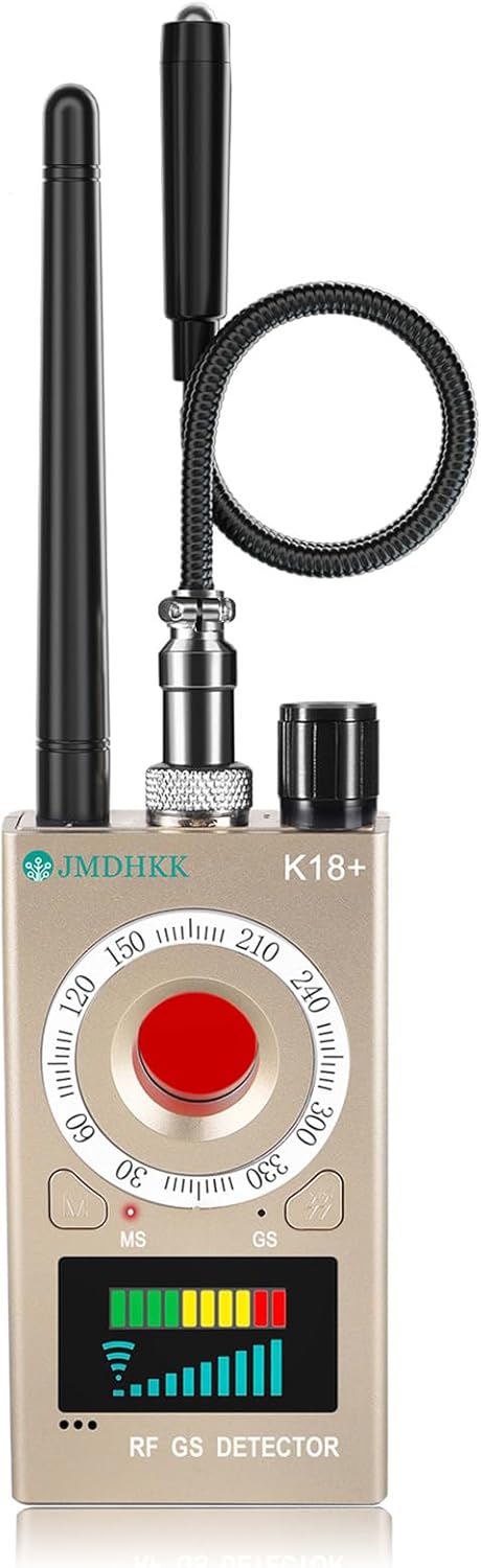 JMDHKK Detector de Cámara Oculta K18+, Buscador de Cámara Espía, Detector de Micrófonos Ocultos, Detector de Campo Magnético, Detector de Dispositivos de Escucha – Herramienta de Protección de
