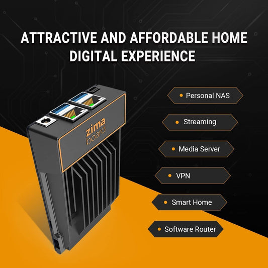 Enrutador de hardware X86 de una sola placa | Nube personal | Servidor de medios 4K - SATA 6.0 Gb/s para HDD/SSD PCIe x4 - Salida UHD - CasaOS preinstalado (ZimaBoard 232 2G/32G)