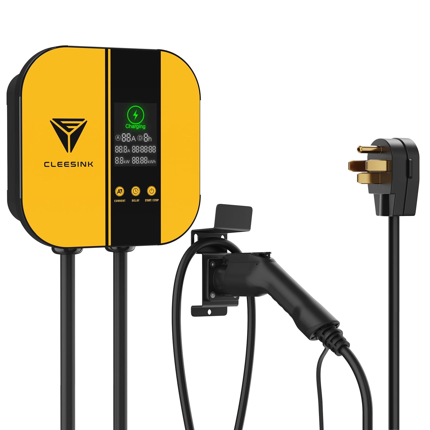 CLEESINK Cargador EV de nivel 2, estación de carga de vehículos eléctricos para interiores y exteriores, 40 A 240 V, NEMA 14-50, cable de 23 pies con certificación UL. 4-2687602YL