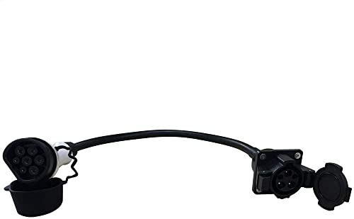K.H.O.N.S. Adaptador tipo 2 a tipo 1 adaptador 32A EV para cable de carga EV para automóviles estándar estadounidenses (cable de carga de 0.7 ft, 2.0 lbs) (32A tipo 1 a tipo 2 (0.5c))
