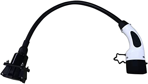 K.H.O.N.S. Adaptador tipo 2 a tipo 1 adaptador 32A EV para cable de carga EV para automóviles estándar estadounidenses (cable de carga de 0.7 ft, 2.0 lbs) (32A tipo 1 a tipo 2 (0.5c))