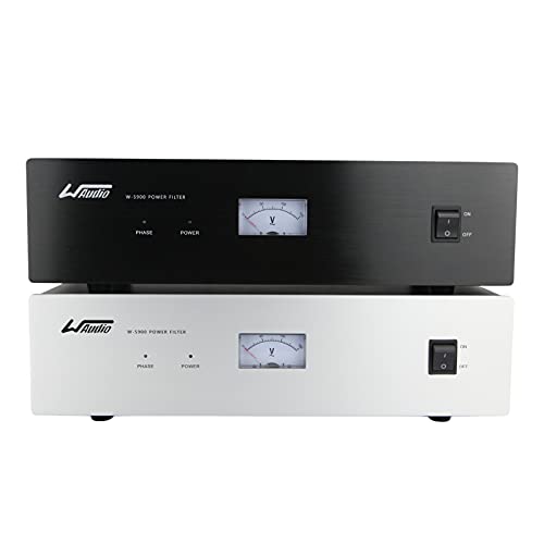 WAudio Acondicionador de energía de ruido de CA - Purificador de red de audio y video Filtro de ruido Protector de sobretensiones con enchufes estándar de EE. UU. (plata)