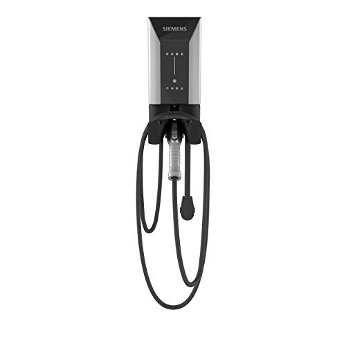 Siemens 8EM13125CF180FA3 VersiCharge AC Series 48A 208/240V Smart Connected EV Charger Interior / Exterior con cable de 20 pies Hardwired, Plata/Negro