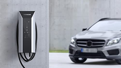 Siemens 8EM13124CF180FA3 VersiCharge AC Series 40A 208/240V Smart Connected EV Charger Interior / Exterior con cable de 20 pies NEMA 6-50 Plug, plata/negro