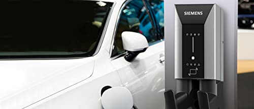 Siemens 8EM13124CF180FA3 VersiCharge AC Series 40A 208/240V Smart Connected EV Charger Interior / Exterior con cable de 20 pies NEMA 6-50 Plug, plata/negro