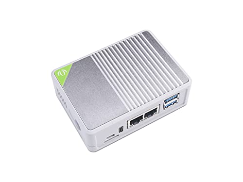 Seeed Studio Mini router con Raspberry Pi CM4 de 4 GB RAM/32 GB eMMC y una funda, NIC Ethernet Gigabit dual, OpenWrt preinstalado, periféricos de E/S con disipador de calor de aluminio para proyectos de cámara.