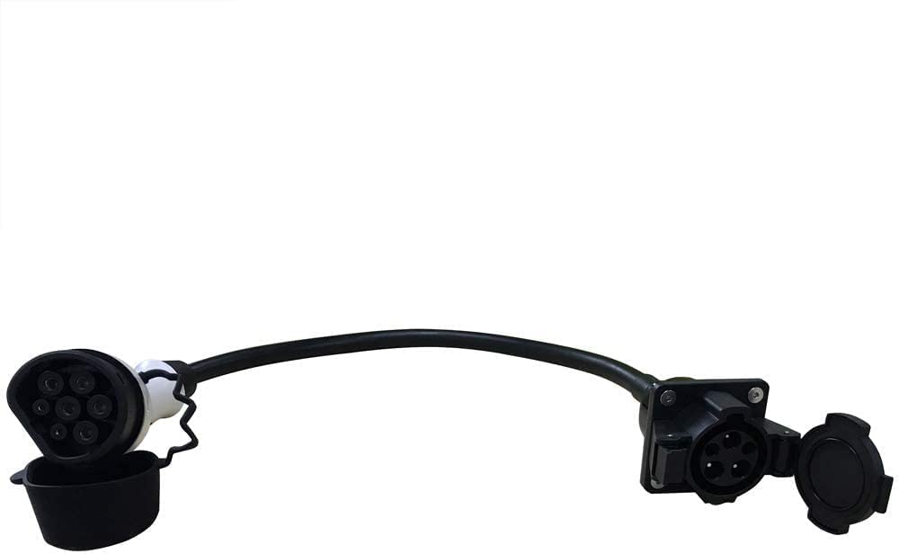K.H.O.N.S. Adaptador tipo 2 a tipo 1 adaptador 32A EV para cable de carga EV para automóviles estándar estadounidenses (cable de carga de 0.7 ft, 2.0 lbs) (32A tipo 1 a tipo 2 (0.5c))