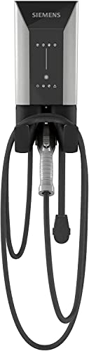 Siemens 8EM13124CF180FA3 VersiCharge AC Series 40A 208/240V Smart Connected EV Charger Interior / Exterior con cable de 20 pies NEMA 6-50 Plug, plata/negro