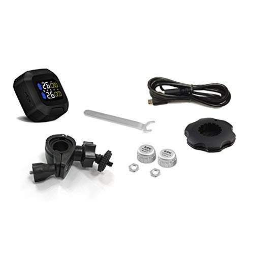 CAREUD Motorcycle Tire Pressure Monitoring System Wireless Motorcycle TPMS Tires Motor Auto Tyre Alarm System Waterproof with 2 External Sensors for Two-Wheeled Motorcycle(Sensor 18x13)