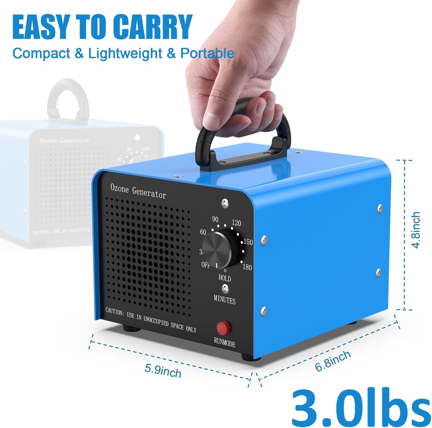 ECNLAN 0zone Generator, 30000mg/h 0zone Ionizador de máquina para el hogar/sótano/humo/habitación de mascotas
